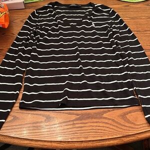 Black and white striped polo Ralph Lauren tee shirt